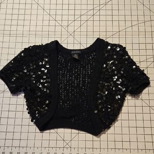 Y2K Black Sequin Crop Bolero Medium: D